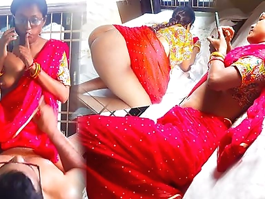 Indian Cheating House Wife Fucked by Another Man While She Talking with her Husband