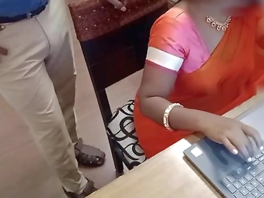 Wife Fucks Manager in Office Transparent Saree
