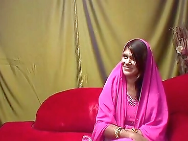 Nice tits Indian slut on couch blows hard cock and fucks it