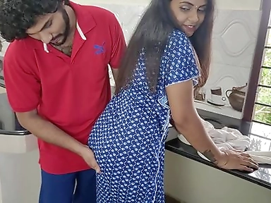 Kitchen Nighty Romance with Sex by Vaishnavy and Sharun Raj, Mallu Couple Nighty Sex, Kitchen Sex Romance, Mallu Sex in Kitchen