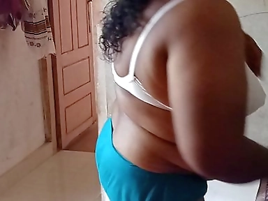 Lady in bedroom dress change performance videos