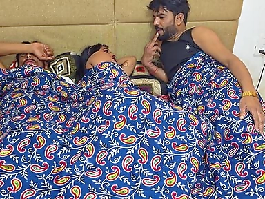 Indian Swastika Dewar Squats While Her Husband on Bed