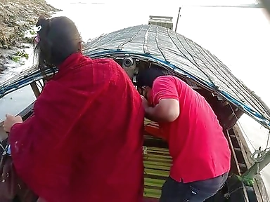 Bengali Girl in Red Saree Outdoor Video